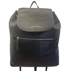 Vince Camuto Black Leather Adjustable Straps Magnetic Flap Closure Luz Backpack